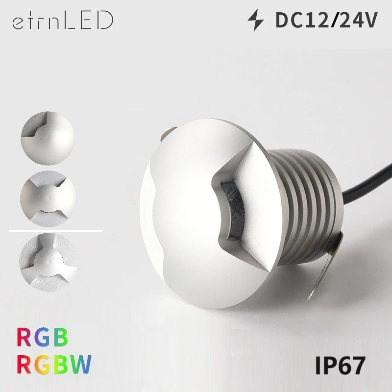 etrnLED 3W RGB Landscape Lighting Outdoor Waterproof Side Light Ground Spot LED 12V 24V Garden Terrace Path Step Deck Light IP67 collapsible terrace side awning grey 300x200 cm