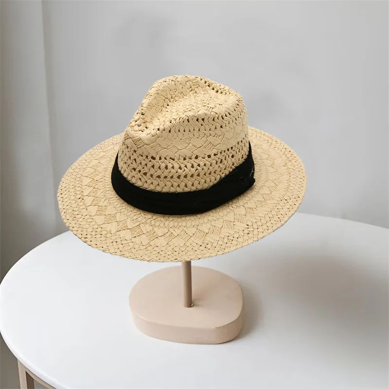 Fashionable Unisex Panama Hat with Breathable Mesh Design and Wide Brim for Outdoor Sun Protection and Style