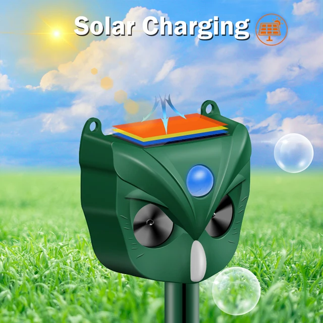 Animal Repeller Solar/Usb -Töltésű Állati Elrettentő Tényleges Időjárásálló Hang És Könnyű Riasztás A Kültéri Kerti Udvari Gazdasághoz - Image 2