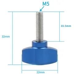 Adjustable M5 Stainless Steel & Aluminium Thumb Screw with Clamping Knob Handle - S Hand Screw Blue