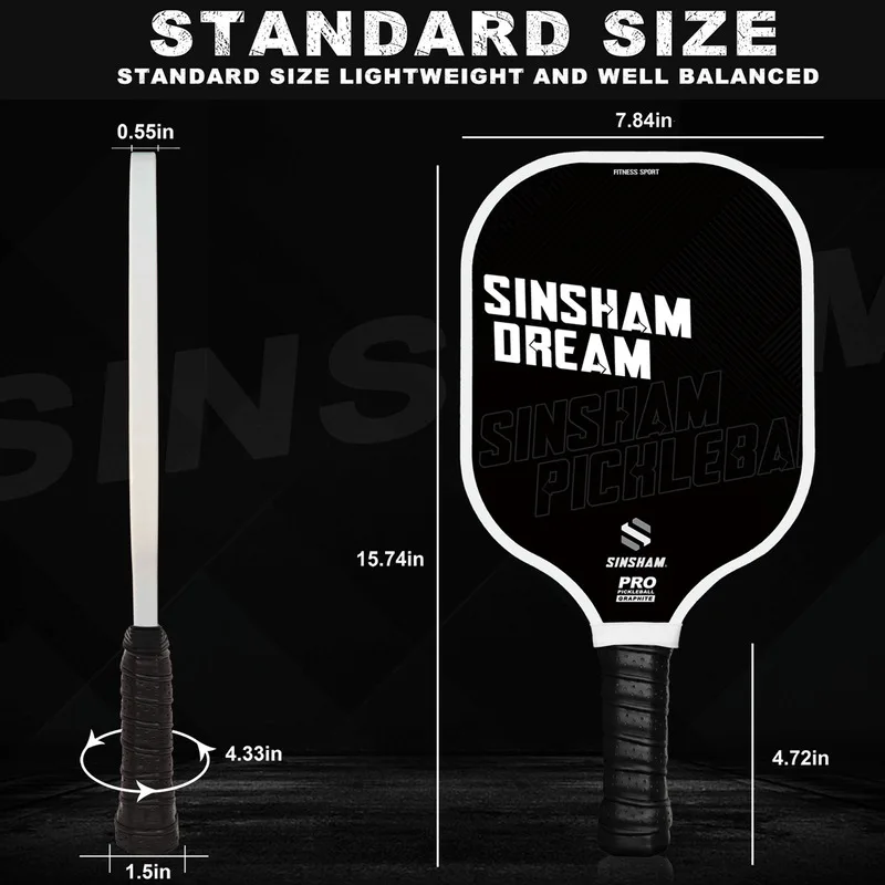 하이엔드 전문 탄소 섬유 피클볼 패들, 블랙 및 화이트 볼 보드, 탄소 유리 섬유 대회 전문 세트