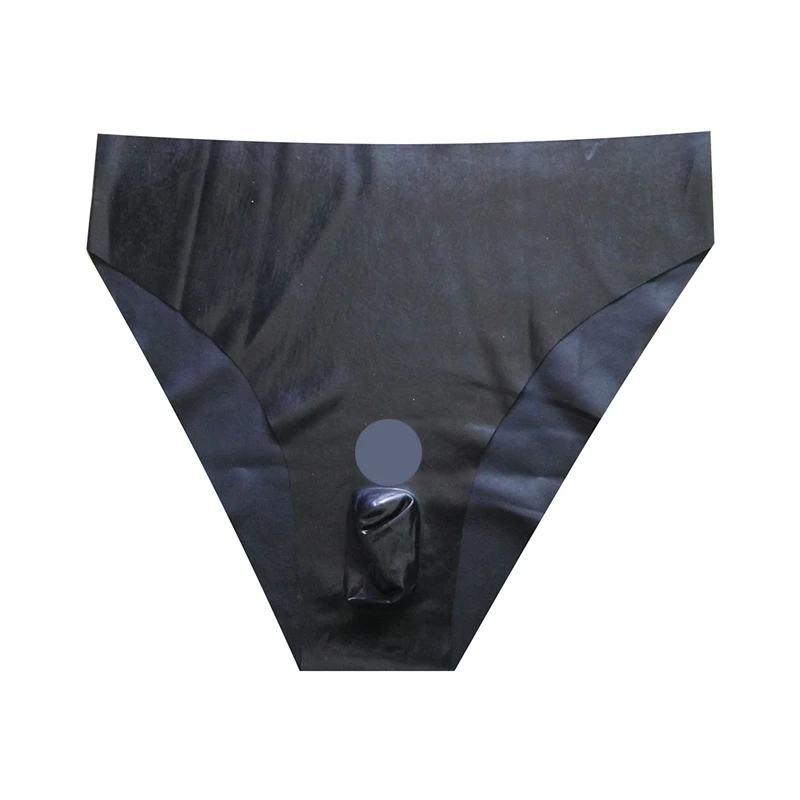 Latex Briefs Sexy Underpants Seamless Shorts for men Underwear with penis egg ball Holes Thong