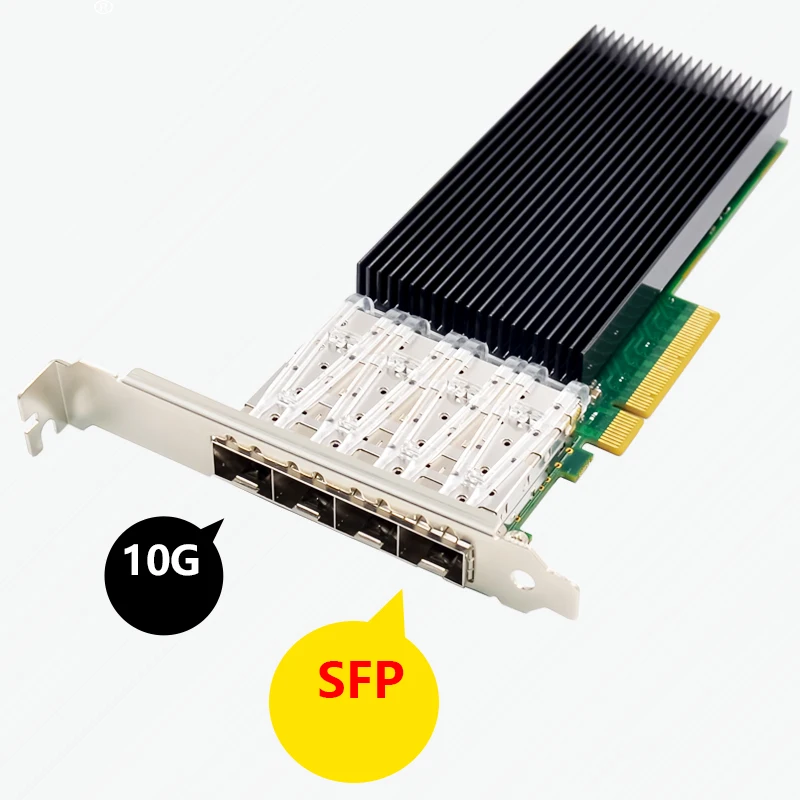 Intel X722 칩 쿼드 포트 10G SFP+ 파이버 서버 네트워크 카드 SR-IOV 가상화용 4포트 엔터프라이즈 이더넷 어댑터