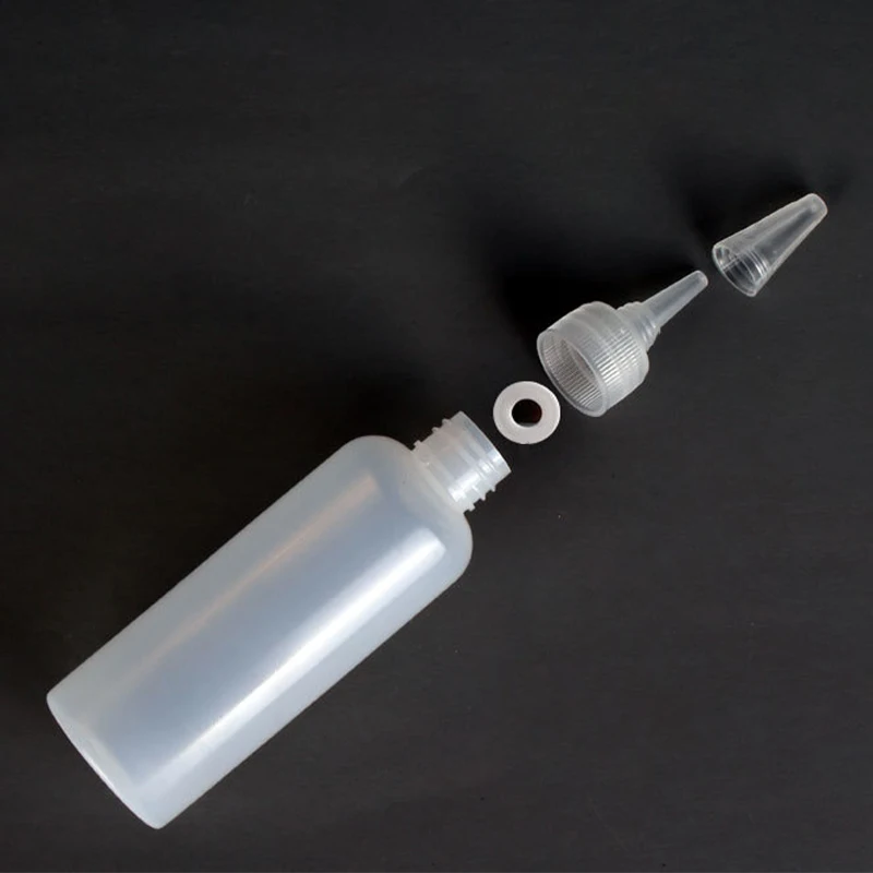 50pcs 10ml 20ml 30ml 50ml 100ml Squeeze Bottle Empty PE Plastic Paint Applicator Dispensing Bottle with Nozzle Glue Container