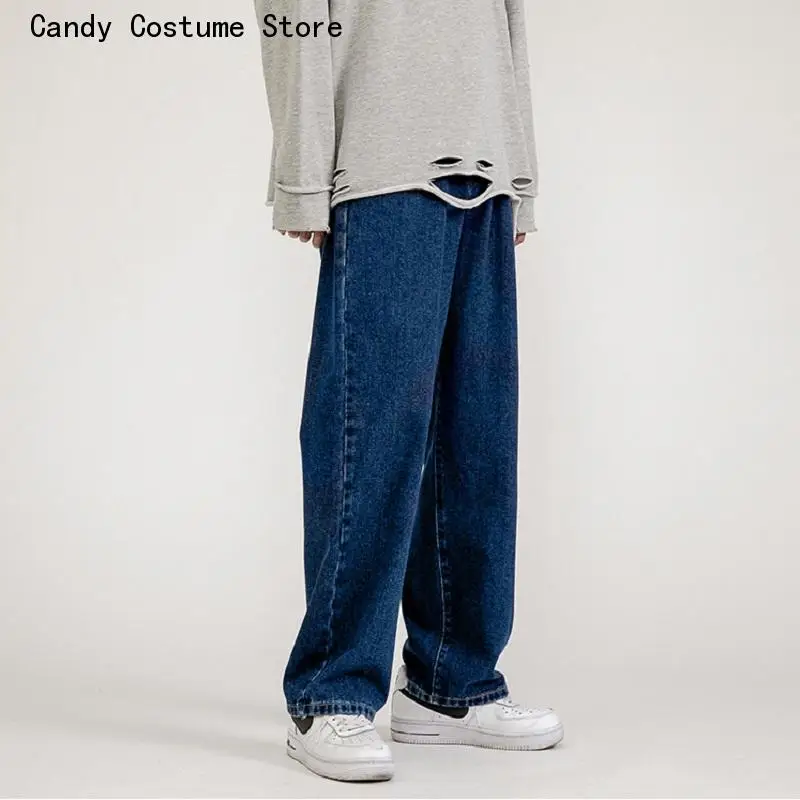 Male Brand Trousers Korean Fashion Men Wide Leg Jeans spring New Streetwear Straight Baggy Denim Pants