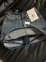 Women's Blue A-line Denim Skirt Y2k Jean Shorts Skirts Harajuku 90s Vintage Mini Cowboy Skirt 2000s Fashion Clothes Summer 2024