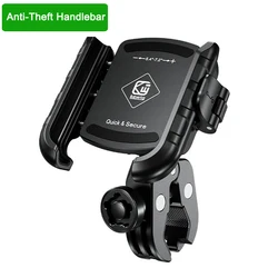 Universal Quick Lock Phone Mount with Durable Aluminum Handlebar Base for Motorcycles, Bikes, and Scooters (M8SP Anti - Theft Clip)