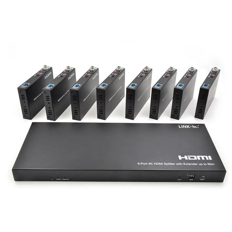 HDMI 스플리터, Cat5e 6 케이블, 지지대 POC, 90M, 1080P, 8 포트, 4K, 60M, 1X8