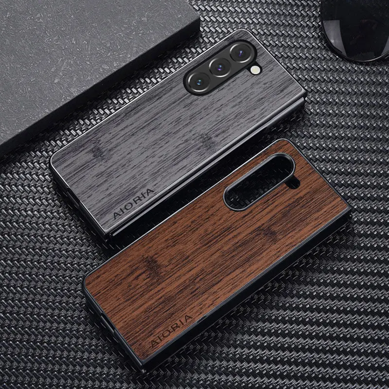 

Case for Samsung Galaxy Z Fold 3 4 5 5G Fold5 funda bamboo wood pattern Leather cover Luxury coque for galaxy z fold 4 case capa