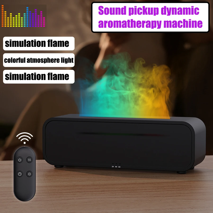 250ml Sound pickup dynamic 7 Colors Flame Essential Oil diffuser Aromatherapy Humidifier-Beat to the tune 7 lantern RGB Music