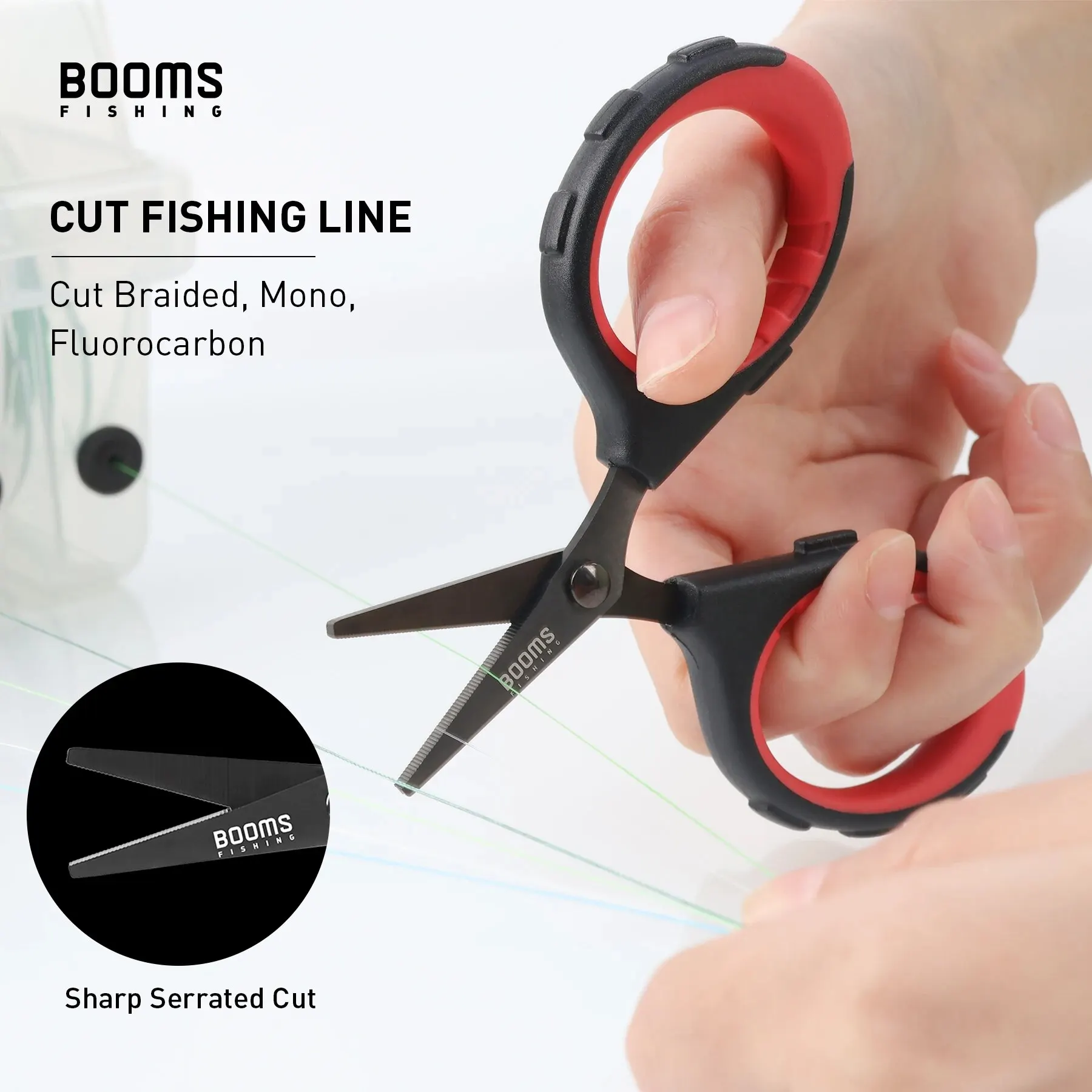 Fishing Scissors Booms Fishing S05 Braid Wire Scissors Stainless Steel Titanium Coating Antirust Anti-Slip Handle Sharp Fish Line Cutter Tools