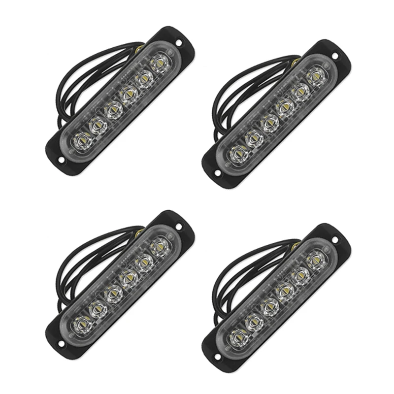 

4X 12V-24V 6LED Light Flash Emergency Car Vehicle Warning Strobe Flashing White