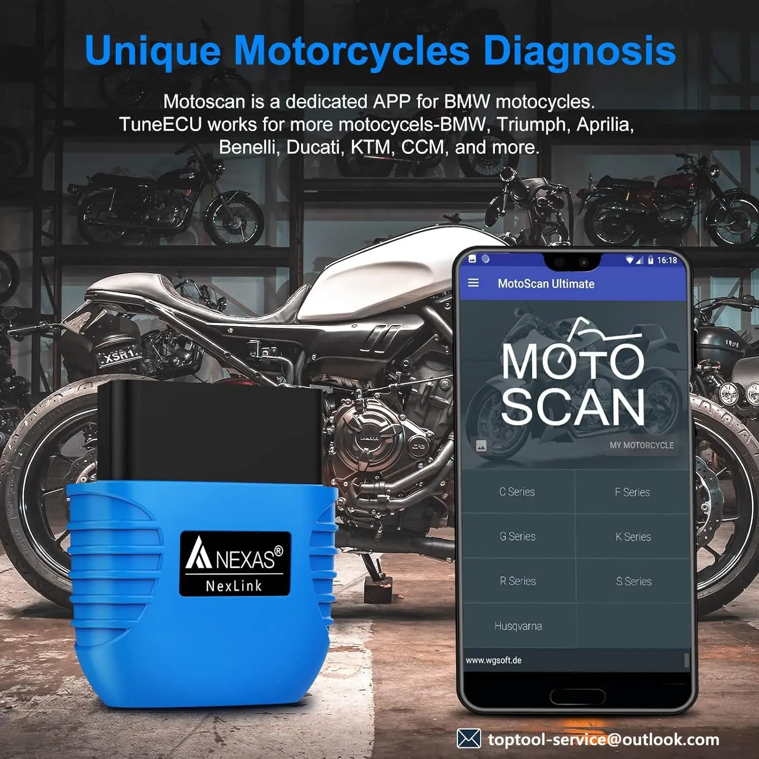 NEXAS Bluetooth OBD2 Scanner EOBD Motorcycle Car Diagnostic Tools Nexlink OBD Scanner Tool Code Reader for iOS Android Windows 6