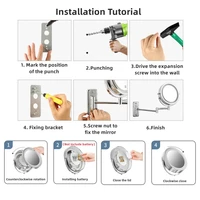 Wall Mounted Folding Arm Extend Bathroom Mirror With LED Light 10X Magnification Double Side Touch Dimming Makeup Mirrors - Image 5