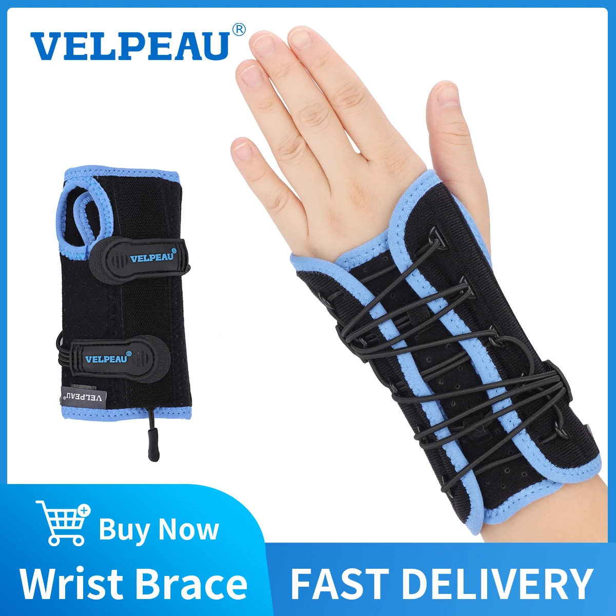 VELPEAU 손목 보호대 부목, 손목 터널 및 관절염 완화, 쿠션 및 금속판 포함 핸드 지지대 이모빌라이저