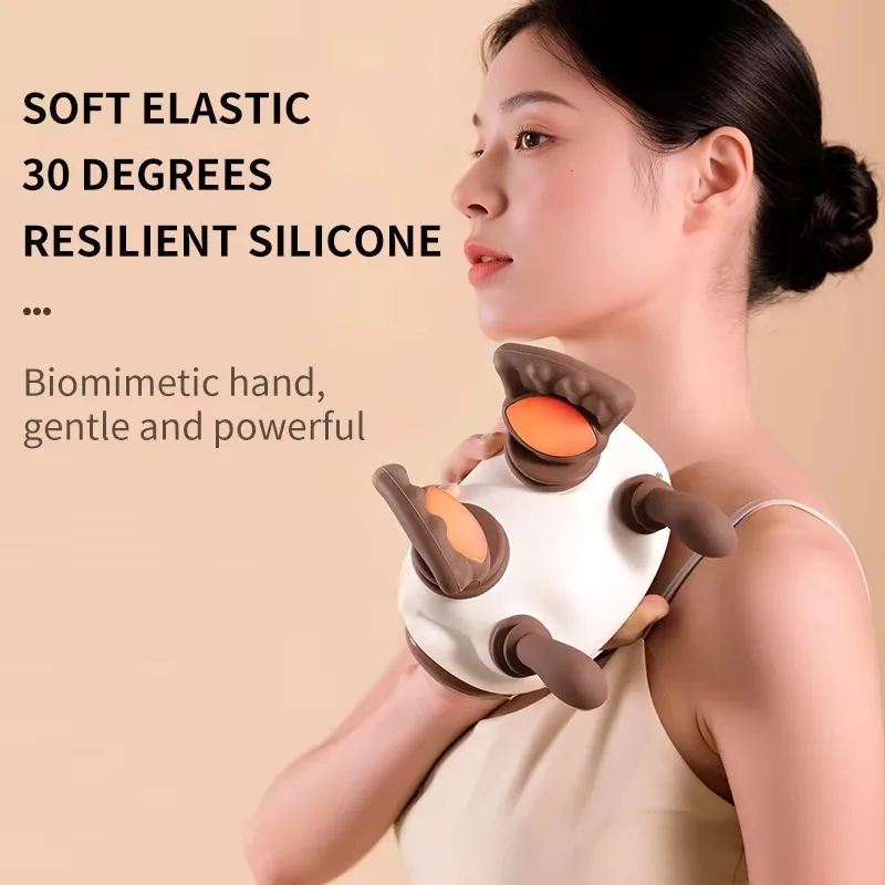 Neck Massager Portable Cervical Massager with 3 Modes Bionic Heating Massager for Neck Muscle Massage Relax Back Massager Women