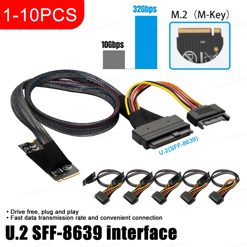 M-chave para U.2 Sff8639 Cabo com 15 Pinos Sata 15 Pinos Conector Fêmea para 2.5 Polegadas Nvme Ssd Disco Rígido Adaptador Conector M.2