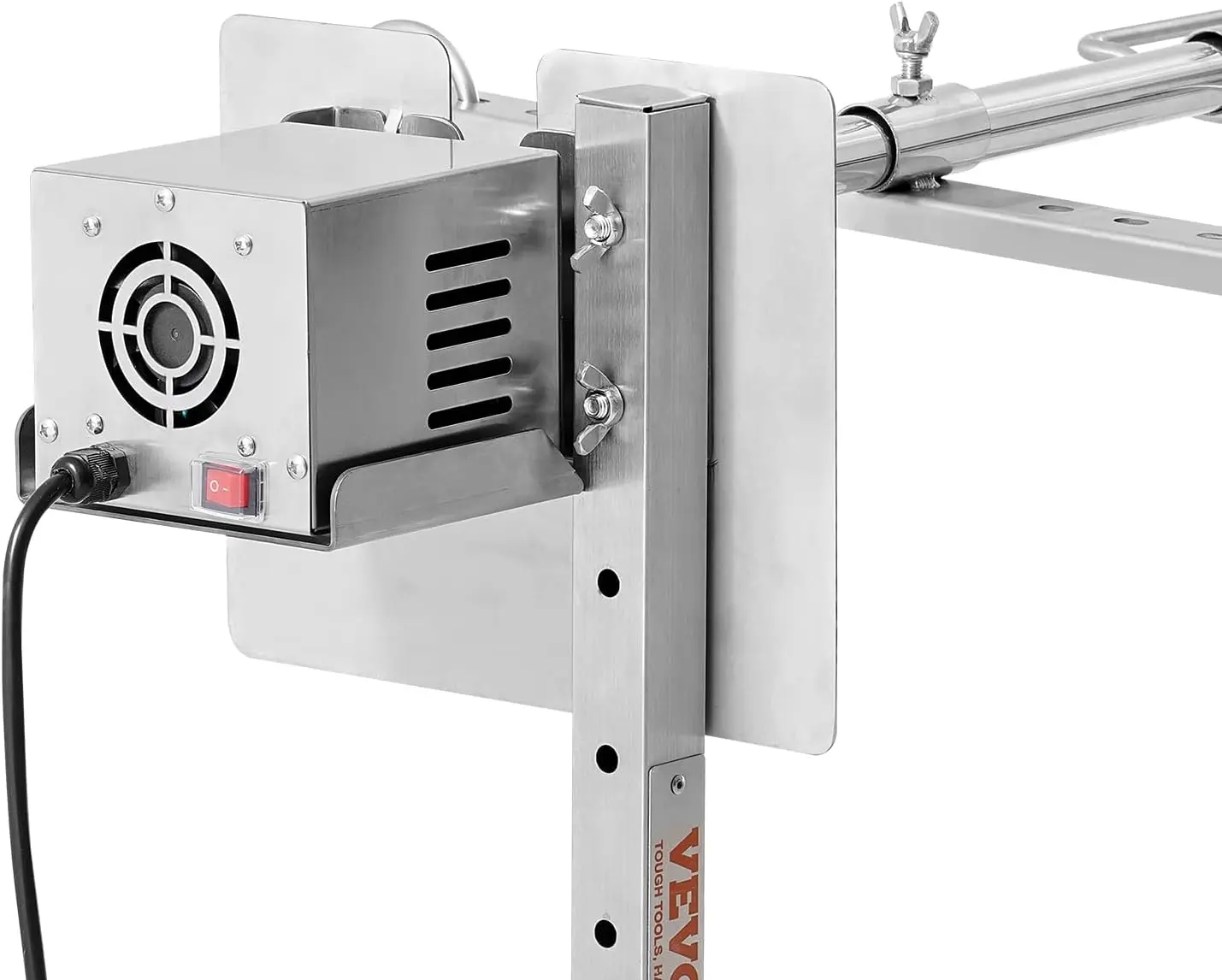 Splicable Rotisserie Grill Kit, 56-Inch Sectional Spit Rod with Heat Shield for Pig Lamb, 132 lbs Capacity, Automatic 52W Motor, 3