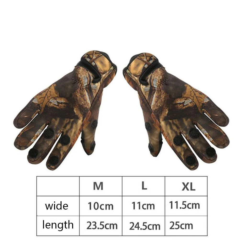 

Camouflage Fishing Gloves Thermal with Tape Cycling Anti-slip for 3-finger Exposure Non-slip