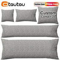 OTAUTAU Cotton Linen Pillow Case for Sofa Bed Headboard Couch Backrest Cushion Cover Pillowcase Long Body Throw Pillows KD002 1