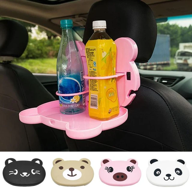 Foldable Car Headrest Tray Car Seat Plate Cup Holder Cartoon Animal  Foldable Car Backseat Tray With Hook For Card Drinks