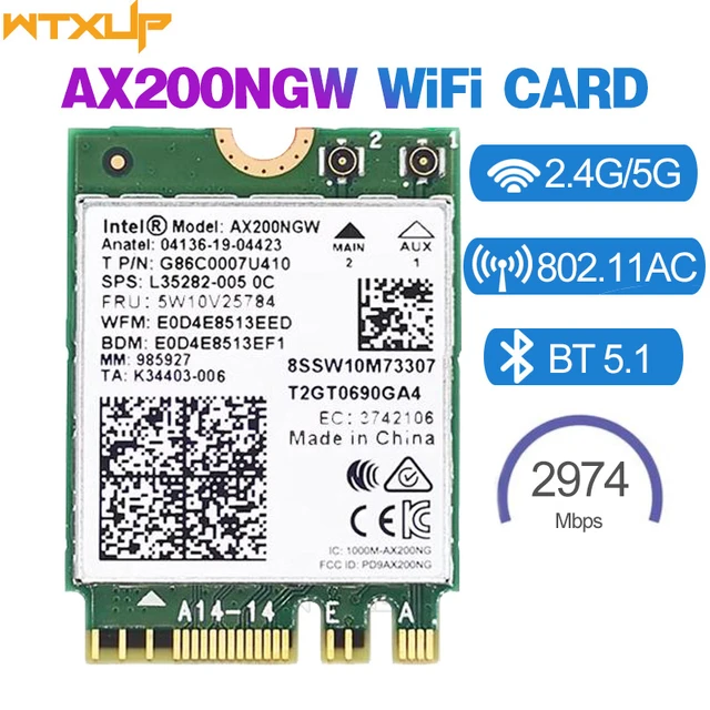 Intel WiFi 6 AX200 Wifi Card M.2 Wireless Network Adapter Bluetooth 5.2  AX200NGW