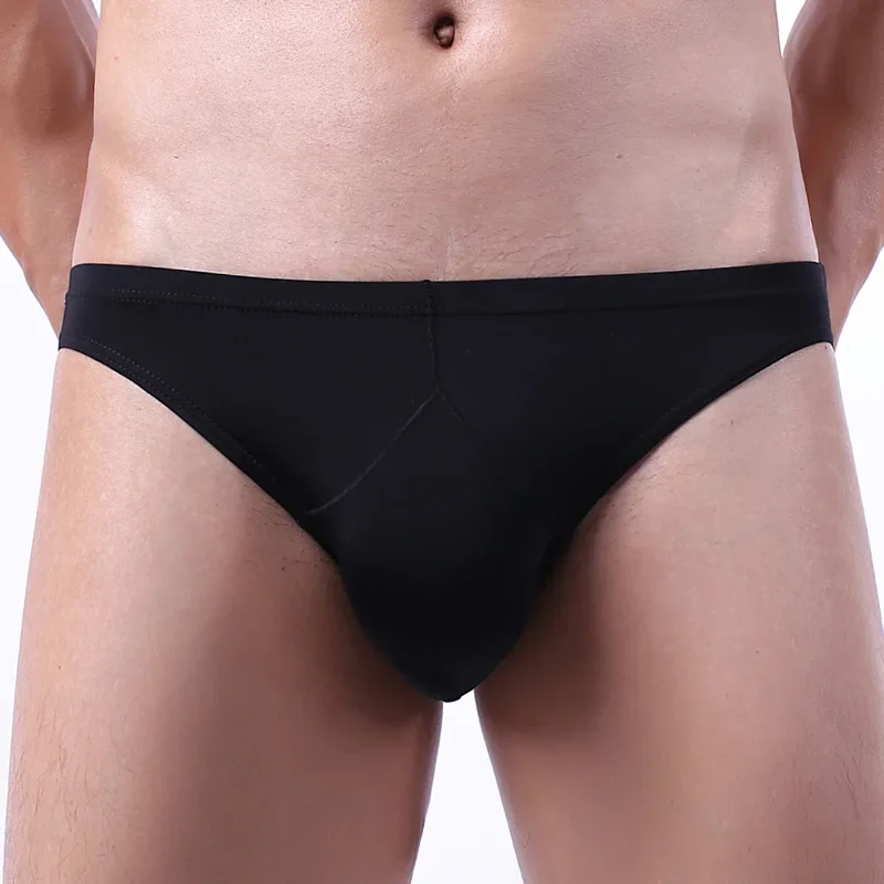 Men's briefs one piece ice silk triangle transparent sexy