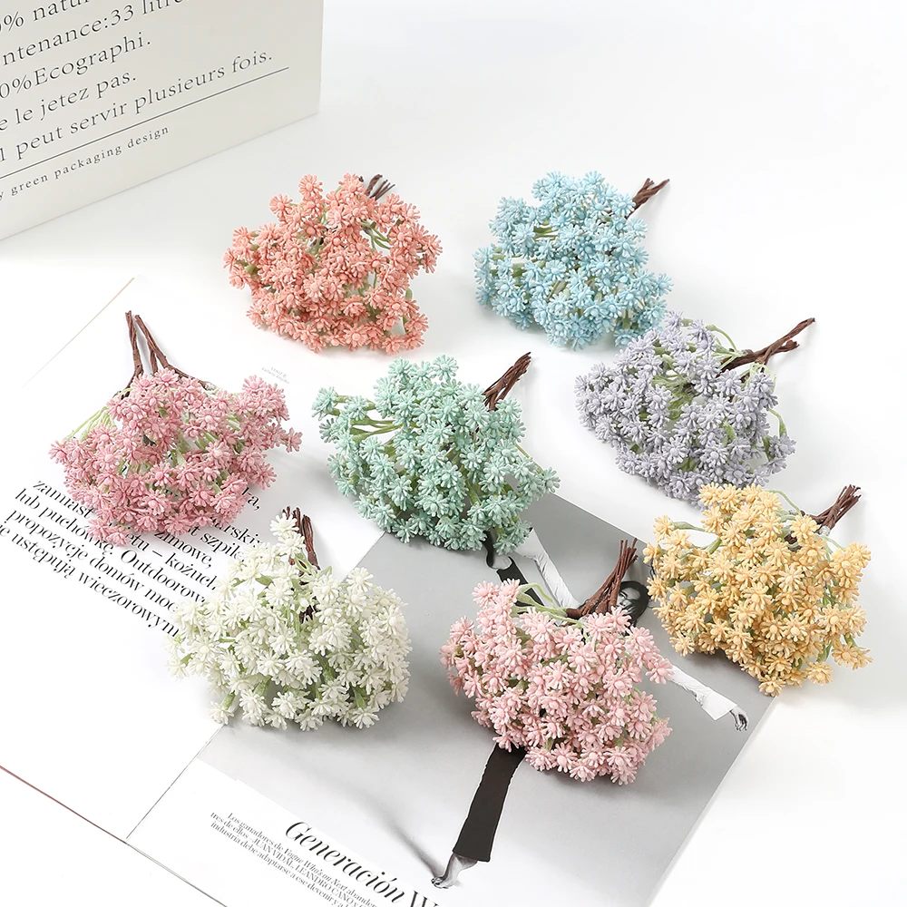 6Pcs/Bunch Babys Breath Artificial Flowers Plastic Gypsophila DIY Floral Bouquets Arrangement For Wedding Home Decoration