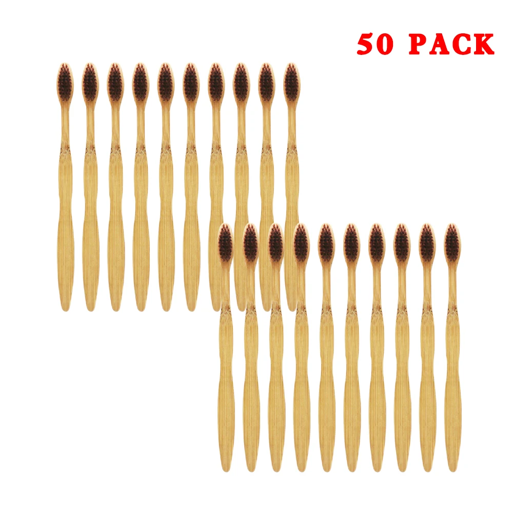 

50 Pieces Bamboo Toothbrush Soft Bristles For Adult Manual Toothbrush