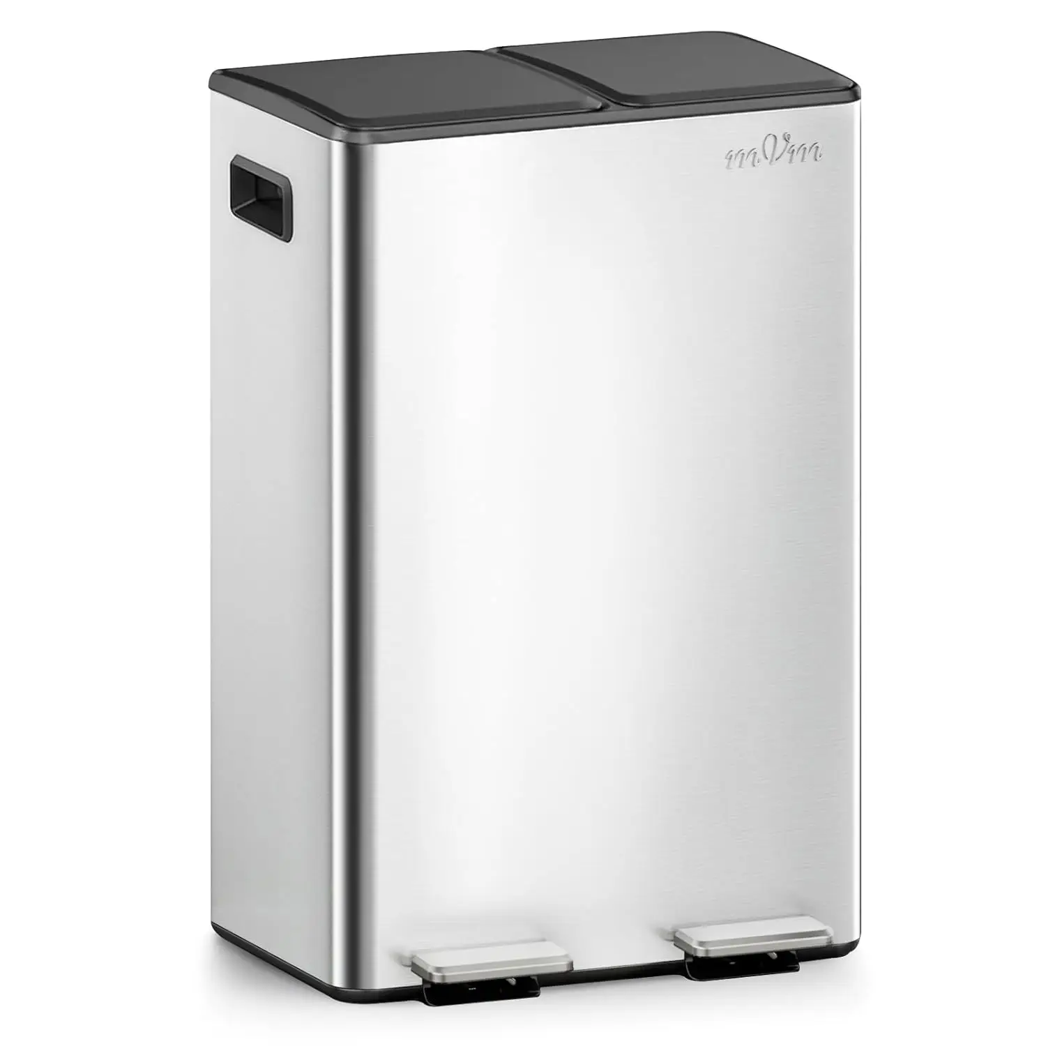 16 Gal Kitchen Trash Can, Dual Compartment Recycle Bin, Stainless Steel Garbage Bin for Home Kitchen Office, Customized 2