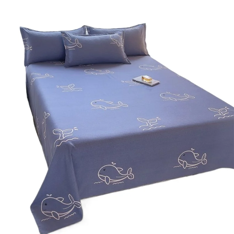 3pcs/Set Home Textile Bed Sheet Set with Pillowcases Cotton Material Lovers Home Room Bedding Flat Sheet Bed Sheet Set - 2