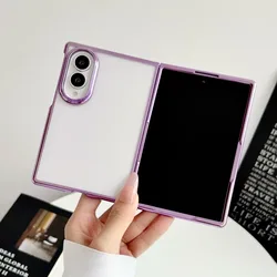Premium Shockproof Electroplated Transparent Phone Case for Galaxy Z Fold4 (PURPLE)
