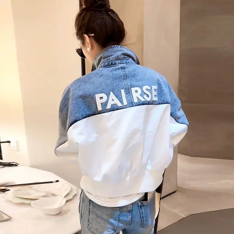 女性用スパンコールデニムジャケット,デニムコート,オーバー