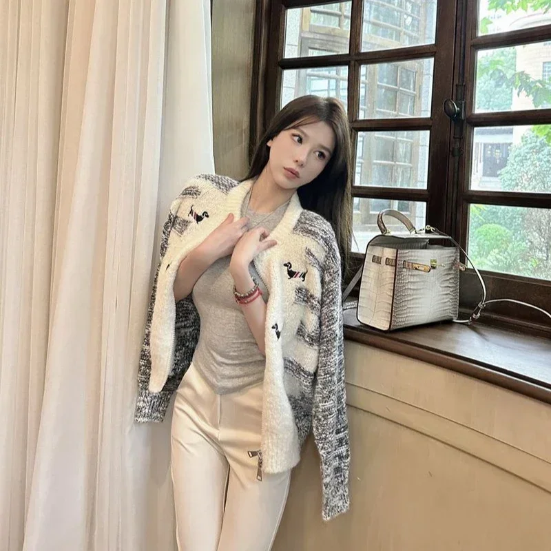 Cardigan for Women Spring Autumn Knitted Sweater Woman Outerwear Jacket Round O Neck Casual Clothing Sales Korean Streetwear Hot - 2