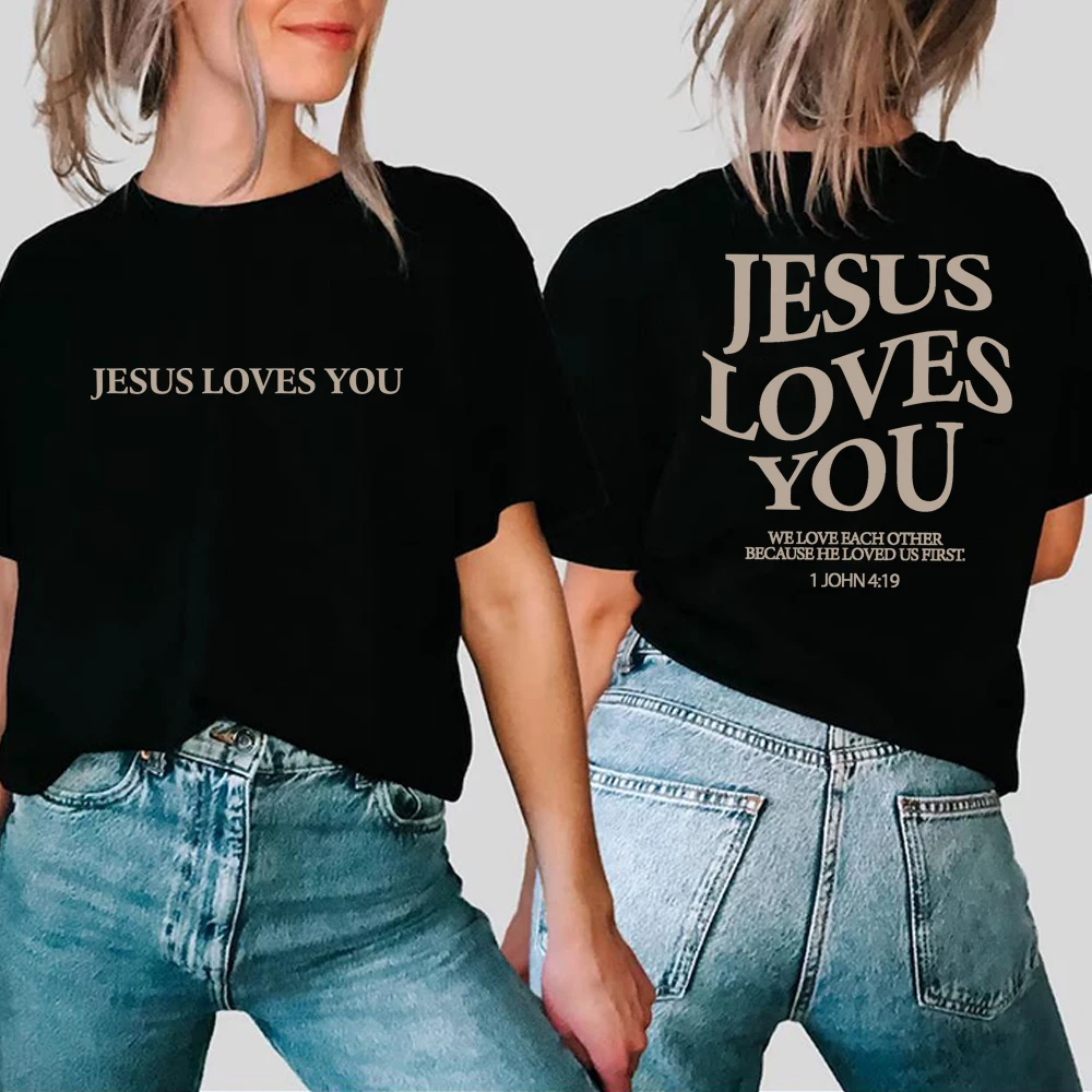 

Retro Jesus Loves You T-shirt Christian Jesus Shirt Bible Verse Vintage Aesthetic Tee Jesus Save Us Unisex Trendy Casual Tops