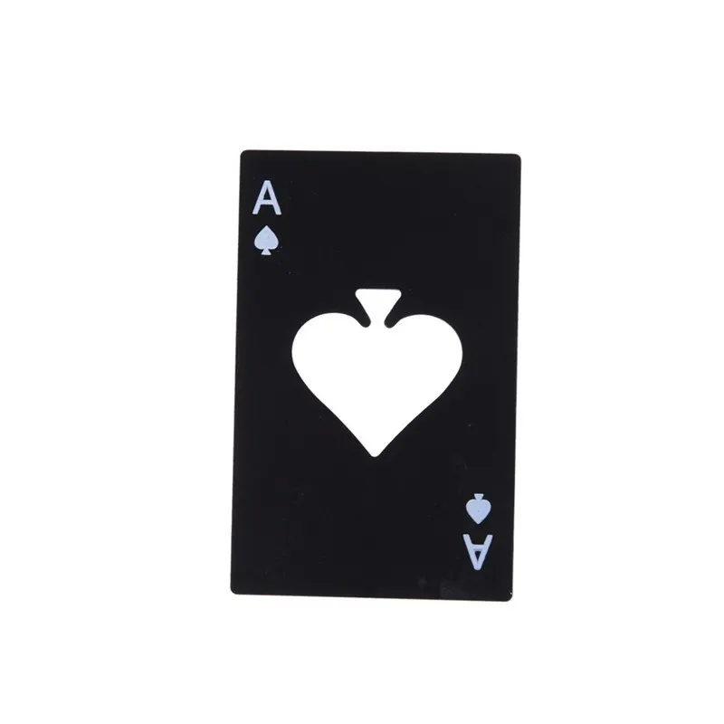Black Bottle Soda Beer Cap Opener Playing Card Spades Poker Stainless Tool 1PCS Bar Tool