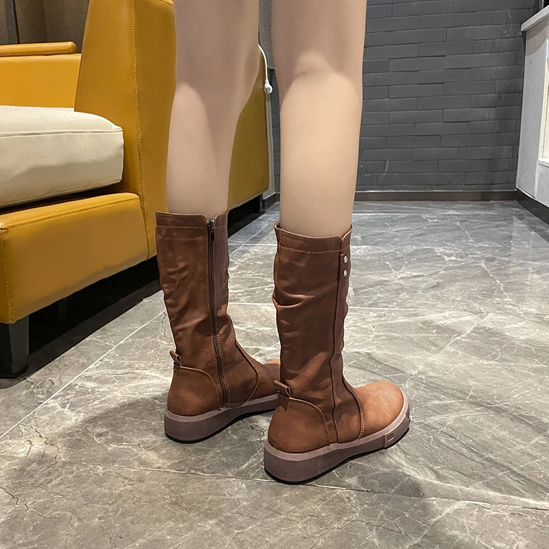 Winter 2023 New Fashion Women's Ankle Shoe Cover with Soft PU Leather Boots on The Lower Leg Platform Women's Fashion Boots