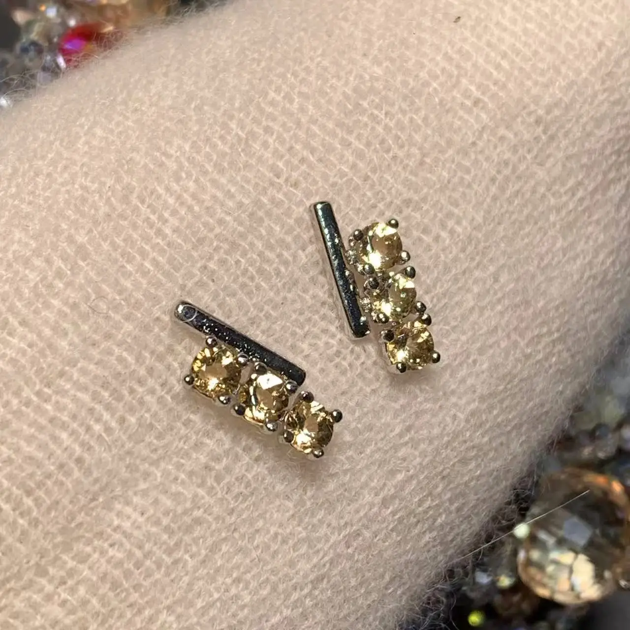 Natural Citrine Stud Earrings For Women Real 925 Sterling Silver Vintage Femme Gift Prevent Allergy Fine Jewelry Stone