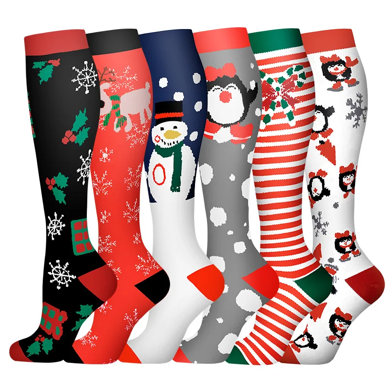 HYSAIXIA Compress Socks 6 Pairs Combination Sports Yoga Socks Compression Stockings Calf Pressure Fruit Pattern New Christmas compression socks