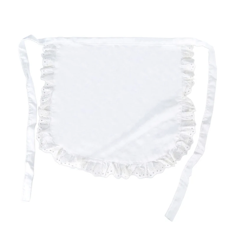 Woman Half Waist Cooking Kitchen Apron Short Lolita Maid Sexy Lace Black White Bib Beauty Flower Coffee Shop Pinafore Home Work