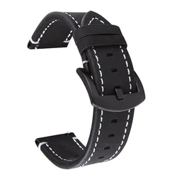 Classic Genuine Leather Watchband Replacement Strap - Premium Watch Accessories Collection - 20mm (Black)