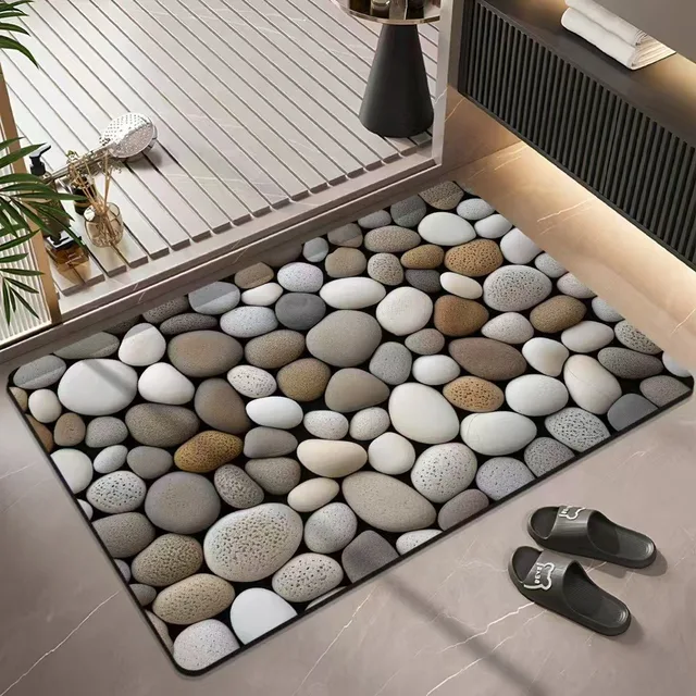 3D Cobblestone Simulation Carpet – Non-Slip Decorative Rug 1