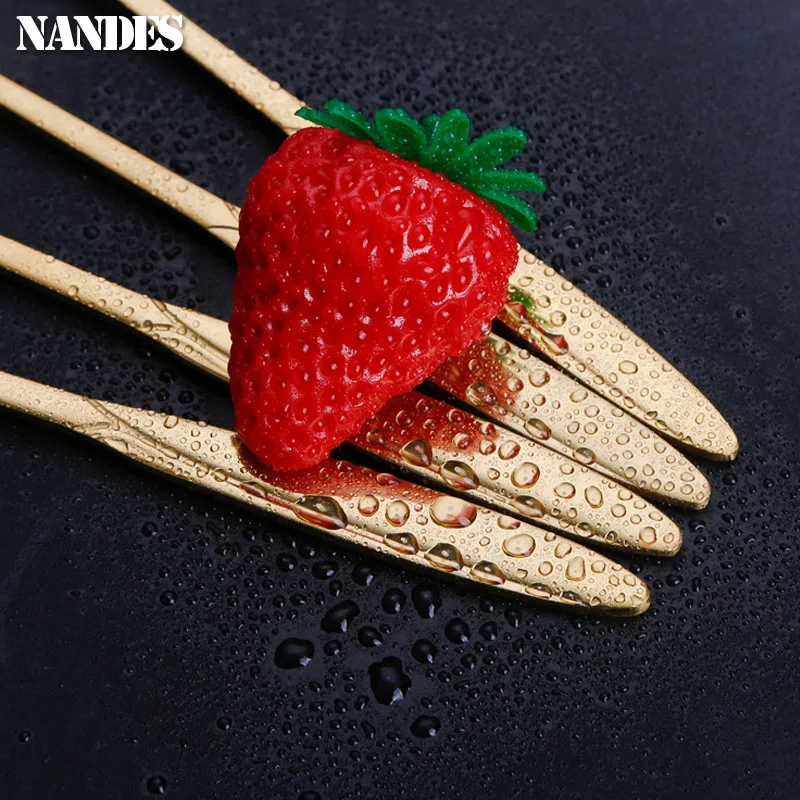 Small Flower Teaspoon Stainless Cherry Rose Flower Coffee Spoon Gifts Kitchen Dessert Accessories Tableware Decoration Set 8Pcs