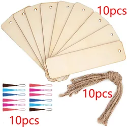 Wooden Bookmark Set with Tassel Ropes for DIY Crafts and Decoration (10pcs)