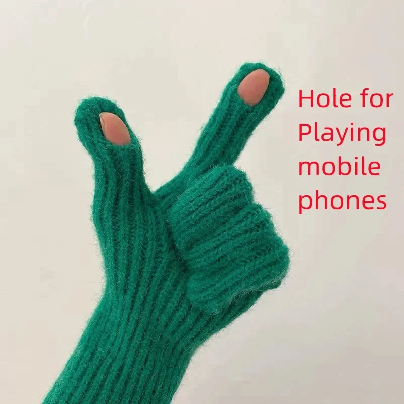 New Touch Screen Gloves for Playing Phone Women Winter Thicken Warm Knitted Stretch Gloves Full Finger Outdoor Skiing Y2K