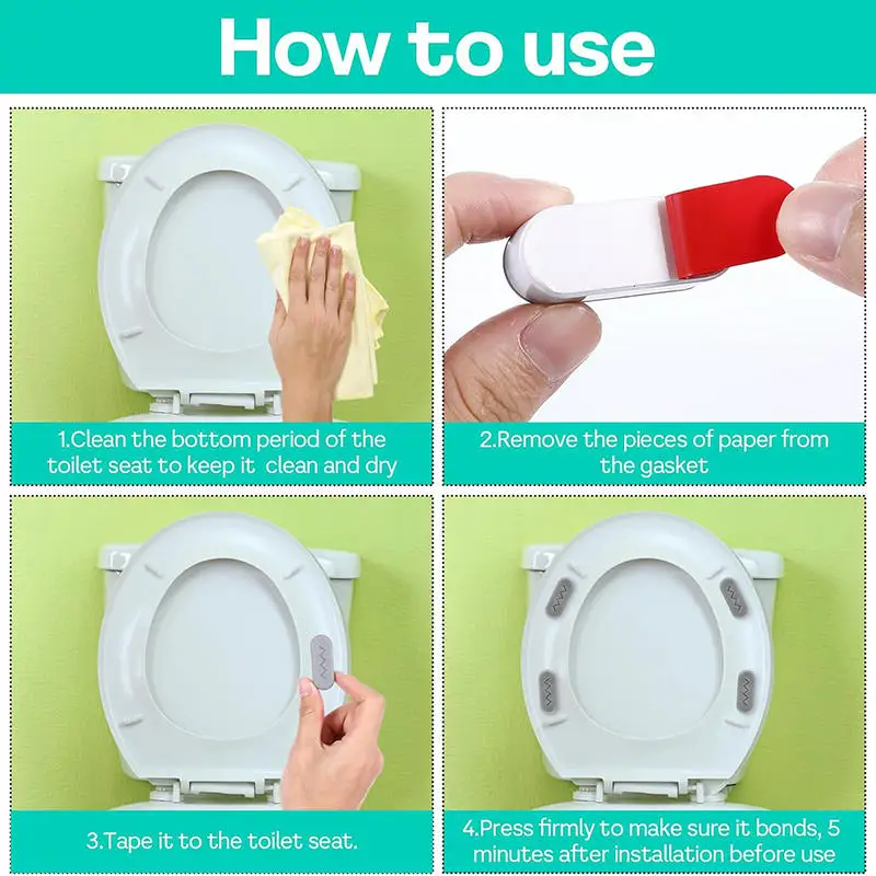 4Pcs/Pack Universal Toilet Lid Noiseless Pad Raise Toilet Seat Cover Reduce Gap Shim Bathroom Commode Anti-stain Silicone Gasket