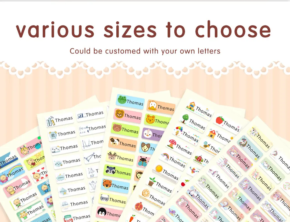 Description Picture 3 of item200pcs Custom Name Sticker In Hebrew Waterproof Labels Kids Decals Personalized First Name Tag for Children School Stationery