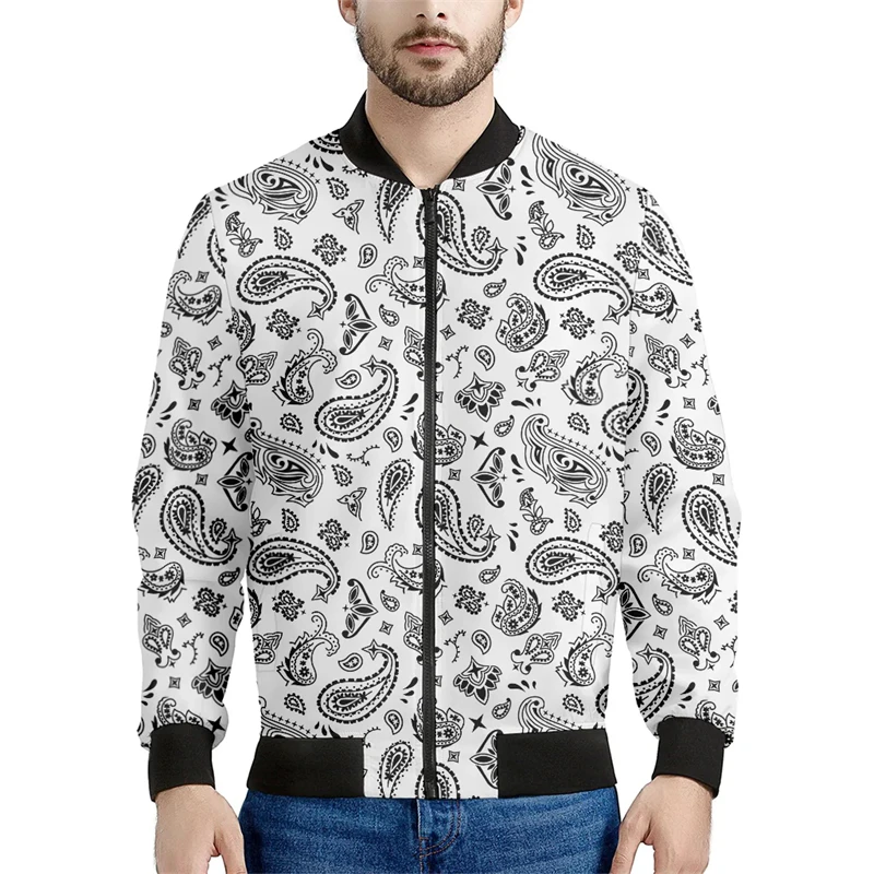 thumbnail image 1 of Chaquetas con estampado de bandana de cachemira de tendencia, moda de primavera y otoño, chaqueta con estampado 3D de manga larga, ropa de calle informal, sencilla y genial para hombre, 1 of 5