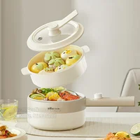 Bear – Mini cuiseur électrique antiadhésif de 1,6 l, 220v, outil de cuisine domestique pour 1 à 2 personnes, avec cuiseur vapeur 2