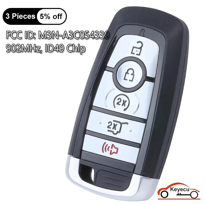 Keyecu 5 Pulsanti 902Mhz Id49 Chip Per Ford Edge Expedition Explorer 2022 2023 Auto Smart Remote Control Key Fob M3N-A3C054339